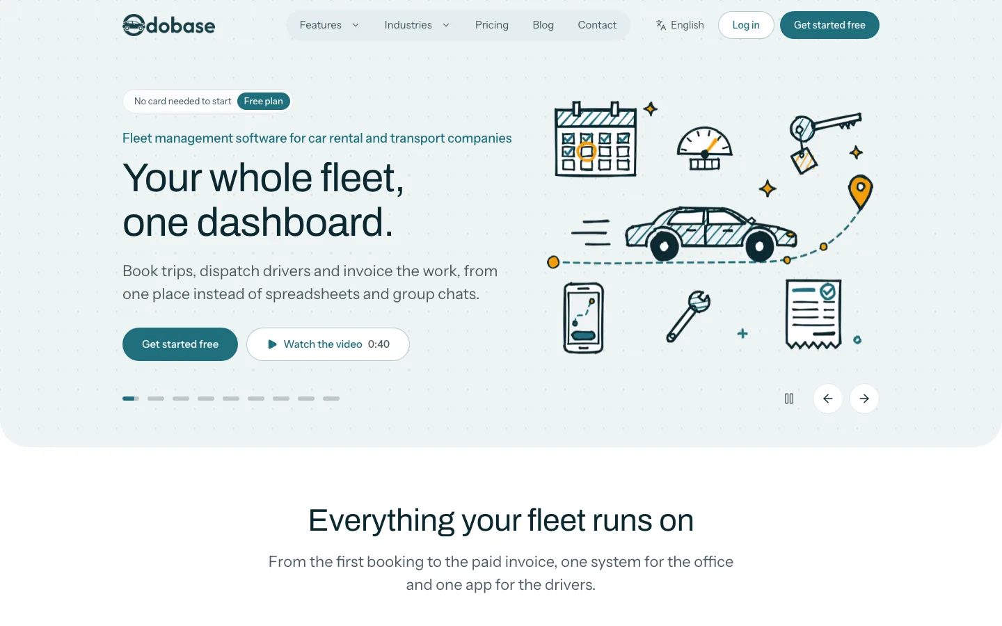 Screenshot of the Odobase website